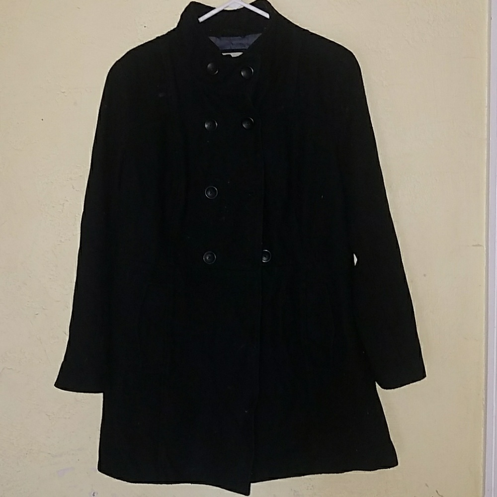 Long Black Double Breasted Peacoat Old Navy